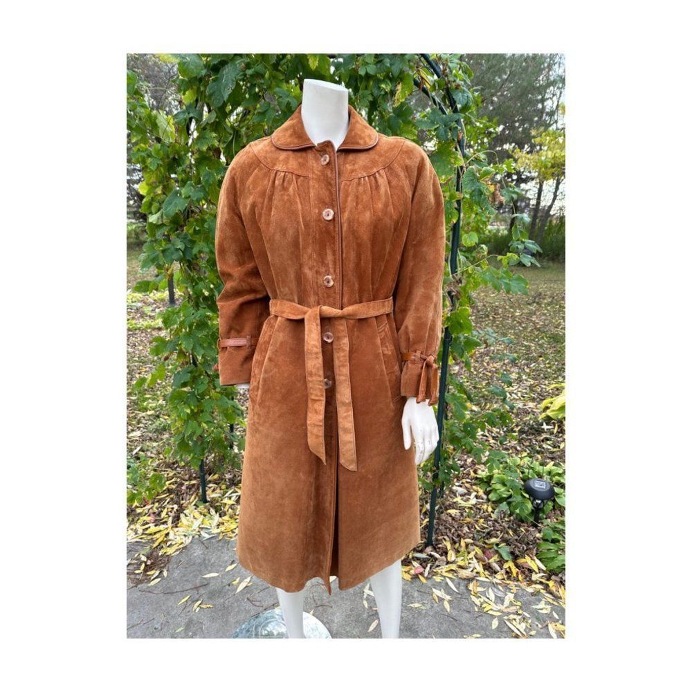 Vtg 70s Bobby Hull Signature Leatherdown Suede Victoria Leather Coat Tobacco